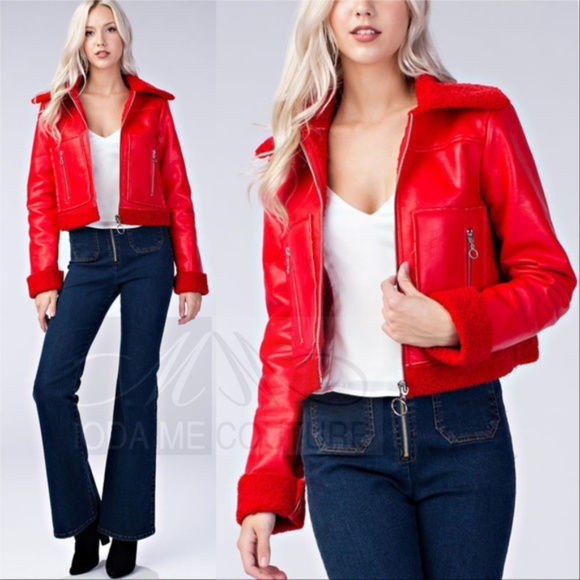 MODA ME COUTURE Jackets & Blazers - RUBY Moto Jacket - Red
